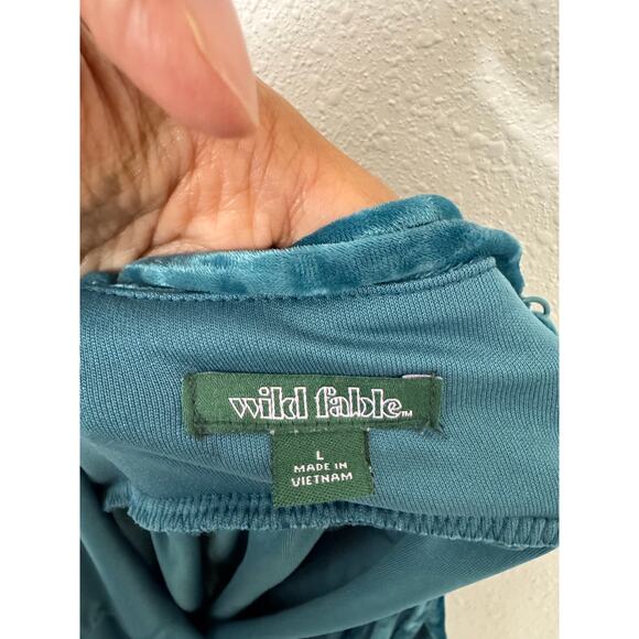 Wild Fable Crushed Velvet Teal Mini Dress | Strappy Back | Large - Picture 4 of 5